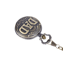 Antique Bronze Dad Pattern Quartz Pocket Watch/Pendant Chain Necklace Fob Watch Father's Day Gift J4U66