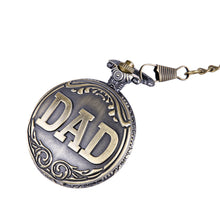 Antique Bronze Dad Pattern Quartz Pocket Watch/Pendant Chain Necklace Fob Watch Father's Day Gift J4U66