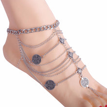 Antique Silver Anklet Coin Tassel Leg Bracelet For Women To Beach Ankle Chaine Women Foot Chain Anklets J4U66
