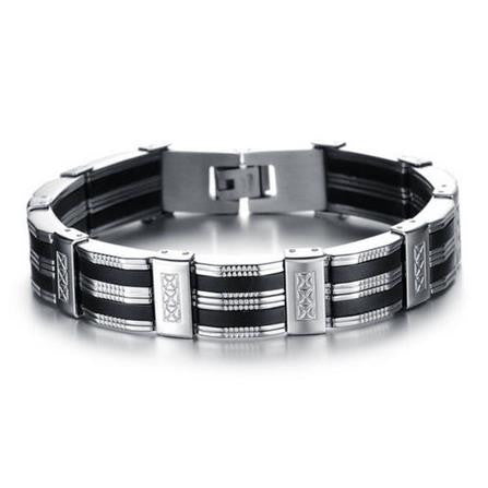 Black Best Friends Bangles Made Of Silicone & Stainless Steel Bracelet Men Classic Luxury Man Bracelets Male Jewelry J4U66