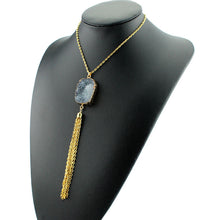 Bohemia Stone Necklace Colorful Tassel Pendant Tibetan Natural Stone Necklace Opal Turquoise Necklace J4U66