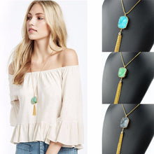 Bohemia Stone Necklace Colorful Tassel Pendant Tibetan Natural Stone Necklace Opal Turquoise Necklace J4U66
