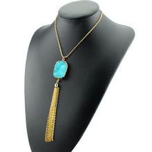 Bohemia Stone Necklace Colorful Tassel Pendant Tibetan Natural Stone Necklace Opal Turquoise Necklace J4U66