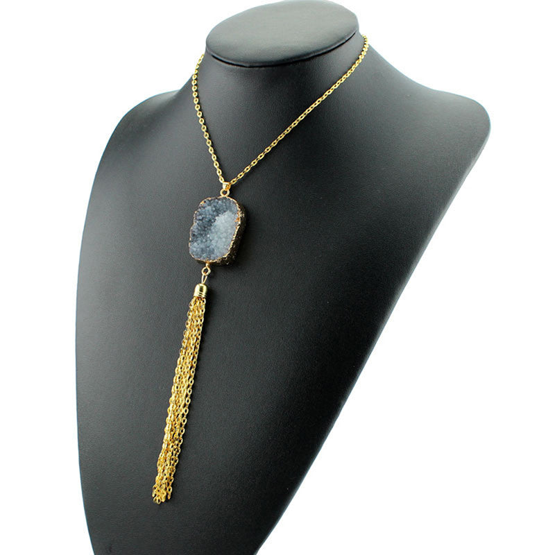 Bohemia Stone Necklace Colorful Tassel Pendant Tibetan Natural Stone Necklace Opal Turquoise Necklace J4U66