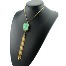 Bohemia Stone Necklace Colorful Tassel Pendant Tibetan Natural Stone Necklace Opal Turquoise Necklace J4U66