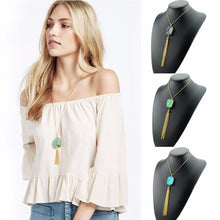 Bohemia Stone Necklace Colorful Tassel Pendant Tibetan Natural Stone Necklace Opal Turquoise Necklace J4U66