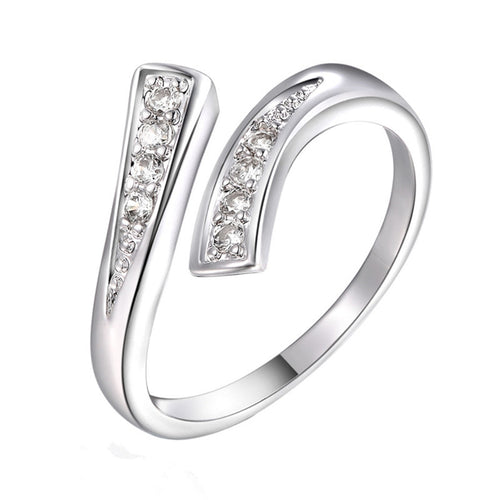 Charm Chic Rhinestone Open Ring for Women Luxury Cubic Zircon Trendy Ring J4U66