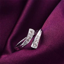 Charm Chic Rhinestone Open Ring for Women Luxury Cubic Zircon Trendy Ring J4U66