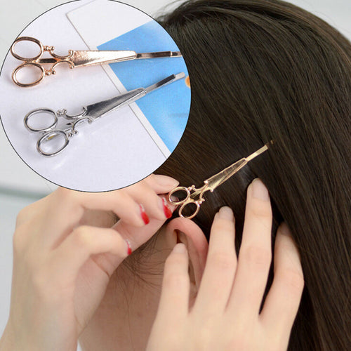 Cool Simple Head Jewelry Hair Pin Gold Scissors Shears Clip For Hair Tiara Barrettes Accessories Headdress For Girl Women J4U66