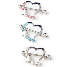 Crystal Rhinestone Heart Body Nipple Bar Barbell Pierce Ring Jewelr J4U66