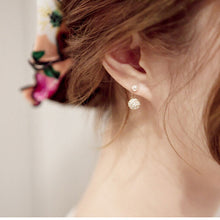 Double Bling Rhinestone Zircon Crystal Ball Silver Earrings Ear Stud J4U66