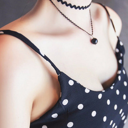 Double Layer Black Bead Pendant Short Wave Rope Necklaces for Women Elegant Gothic Statement Necklace Jewelry Gift J4U66