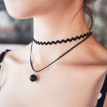 Double Layer Black Bead Pendant Short Wave Rope Necklaces for Women Elegant Gothic Statement Necklace Jewelry Gift J4U66