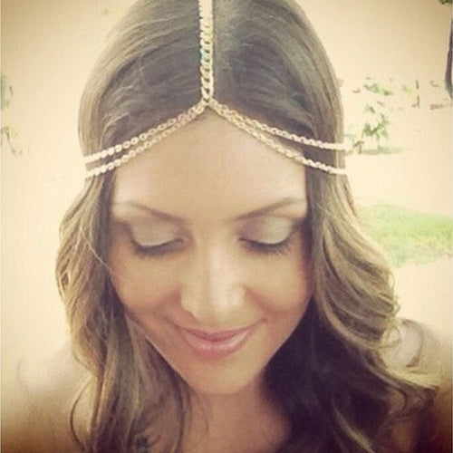Boho Gold Metal Tassel Head Chain Hair Jewelry Head Pieces For Women Hair Accessories J4U66