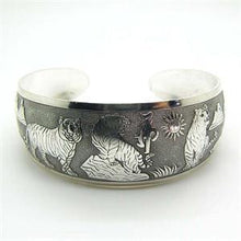 Vintage Tibetan Tibet Silver Totem White Tiger Bracelets Nearround Metal Animal Cuff Bangles Women Jewelry J4U66