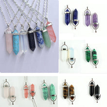 Women Vintage Crystal Bullet Natural Stone Quartz Necklace Pendant Choker Amethyst Turquoise Rope Chain Jewelry J4U66