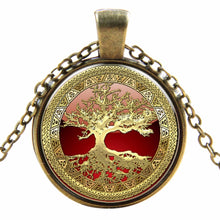 Glass Gem Tree Life Cabochon Bronze Art Picture Locket Necklace pendant Necklace Vintage Choker Necklace Jewelry J4U66
