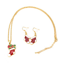 Gold Plated Handmade Jewelry Accessories Charm Red Boots Pendant Jewelry Sets Long Chain Necklace & Earrings J4U66