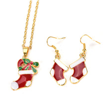 Gold Plated Handmade Jewelry Accessories Charm Red Boots Pendant Jewelry Sets Long Chain Necklace & Earrings J4U66