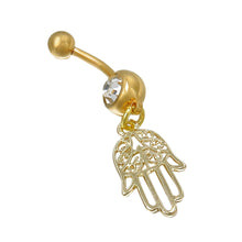 Gold silver plated Stainess Steel Hand Crystal Belly Button Ring Tassel Dangle Navel Body Jewelry Piercings  J4U66