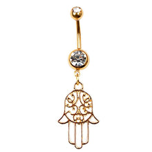 Gold silver plated Stainess Steel Hand Crystal Belly Button Ring Tassel Dangle Navel Body Jewelry Piercings  J4U66