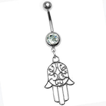 Gold silver plated Stainess Steel Hand Crystal Belly Button Ring Tassel Dangle Navel Body Jewelry Piercings  J4U66