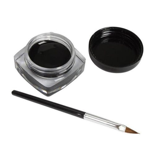 Black Mini Eyeliner Gel Cream Long-lastingt Eye Liner Eyeliner Gel Makeup Cosmetic Brush Makeup Set J4U66