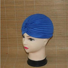 India Caps Retro Headband Hijab Turban Dual Purpose Solid Pleated Women Kerchief Headwear Shower Hat J4U66