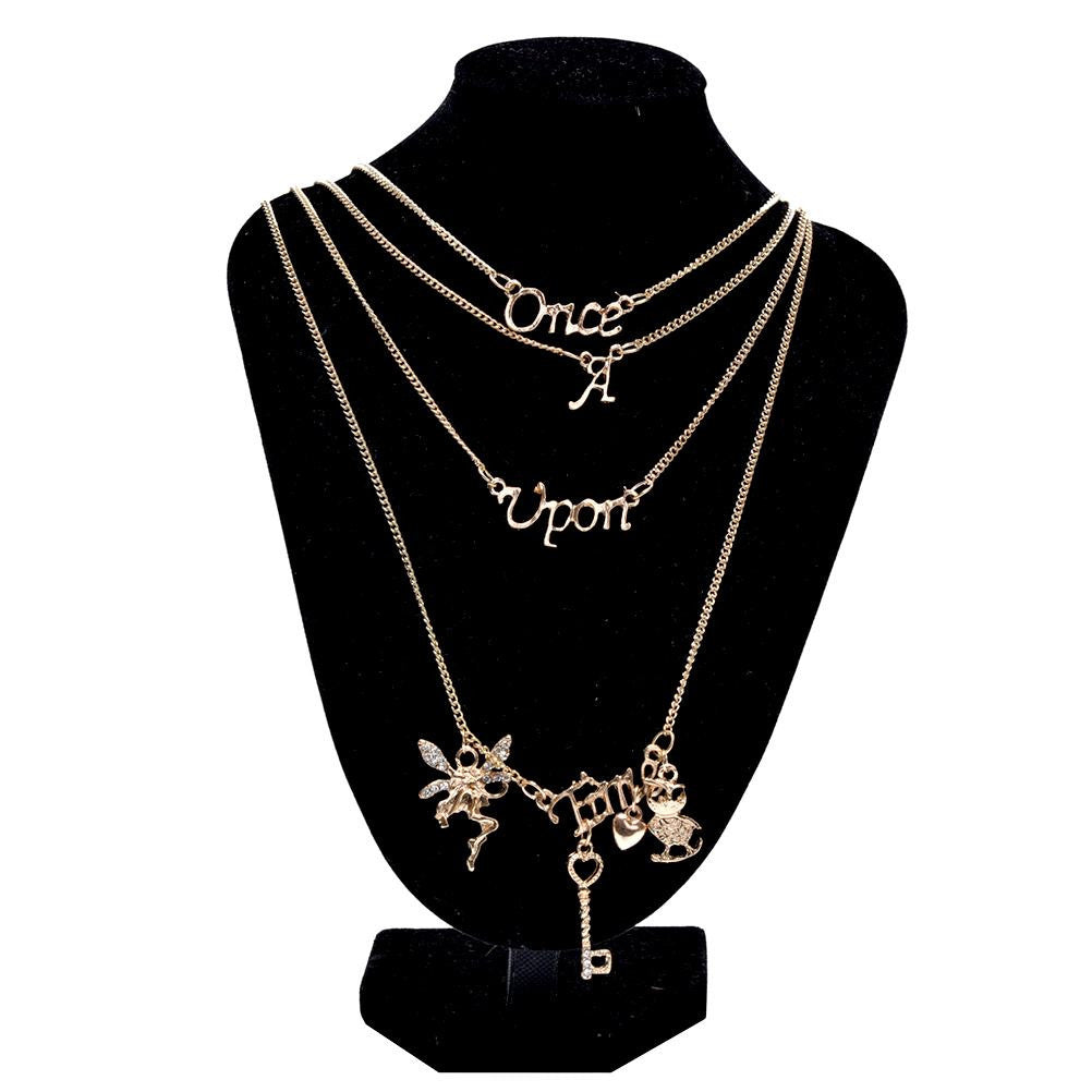 Jewelry Multi Layer Maxi Necklace Gold Once Upon A Time Statement Necklaces & Pendants For Women J4U66