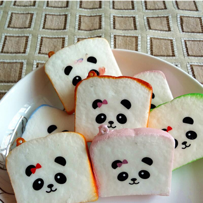 Kawaii Sliced Squishy Bread Soft Toast Phone Straps Squishy Bear Printed Key Chains Bag Parts & Accessories J4U66