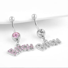 Letter "Bitch" White/Pink Sexy Crystal Body Piercing Surgical Button Belly Ring Jewelry Navel Bar J4U66