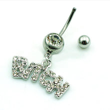 Letter "Bitch" White/Pink Sexy Crystal Body Piercing Surgical Button Belly Ring Jewelry Navel Bar J4U66