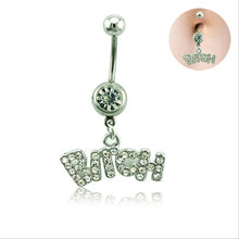 Letter "Bitch" White/Pink Sexy Crystal Body Piercing Surgical Button Belly Ring Jewelry Navel Bar J4U66