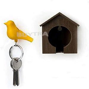 Lover Sparrow Birdhouse Keychain Home Wall Hook Bird Nest Holder Key Ring Gifts  J4U66