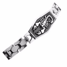 Men Scorpion Black Silved plated Chunky Titanium Stainless Steel Bracelets & Bangles Jewelry for Men Birthday Gift J4U66