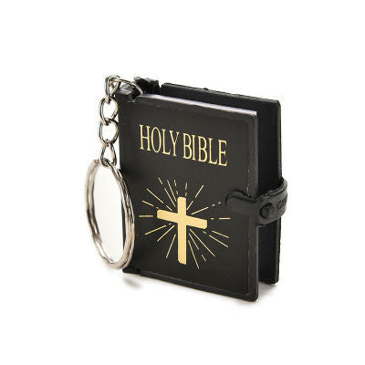 Mini Bible Keychain English HOLY BIBLE Religious Christian Jesus Gold Black Colors J4U66