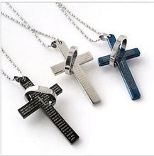 3 Colors Stainless Steel Necklaces Men/ Prayer Cross Men Pendant Necklaces Jewerly  J4U66