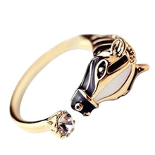 Animal Rings Horse Head CrystalWomen's Crystal Open Ring Jewelry  J4U66