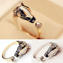 Animal Rings Horse Head CrystalWomen's Crystal Open Ring Jewelry  J4U66