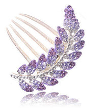 Floral Hair Clips Hairpin Hair Stick Leaves Jewelry Rhinestone Purple Hair Accessories J4U66