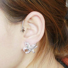 Punk Rock Stereoscopic Running Horse Unicorn Star Lady Clip Earring for left ear J4U66