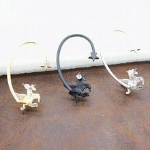 Punk Rock Stereoscopic Running Horse Unicorn Star Lady Clip Earring for left ear J4U66