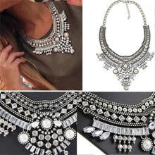Women Crystal Pendant Chain Choker Chunky Statement Bib Necklace J4U66