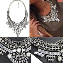 Women Crystal Pendant Chain Choker Chunky Statement Bib Necklace J4U66