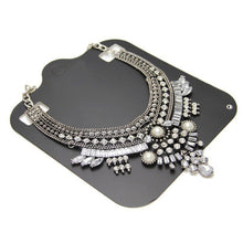 Women Crystal Pendant Chain Choker Chunky Statement Bib Necklace J4U66