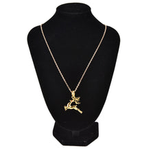 Gold plated Deer Wreath Cute Pendant Necklace & Earring Gift Jewelry J4U66
