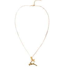 Gold plated Deer Wreath Cute Pendant Necklace & Earring Gift Jewelry J4U66