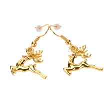 Gold plated Deer Wreath Cute Pendant Necklace & Earring Gift Jewelry J4U66