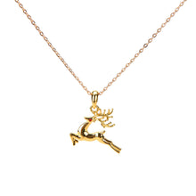 Gold plated Deer Wreath Cute Pendant Necklace & Earring Gift Jewelry J4U66