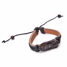 Jewelry Men Women Bone Vintage Indian Face Leather Bracelets & Bangles J4U66